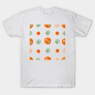Sun with paw prints seamless fabric design pattern T-Shirt